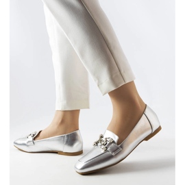 Marechal silver loafers with cubic zirconia 1