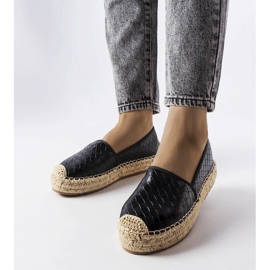 Black espadrilles decorated with Geoffrey embossing 1
