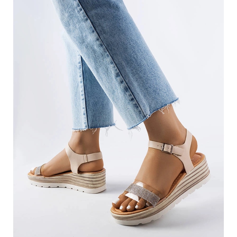 Beige wedge sandals from Bussière 1