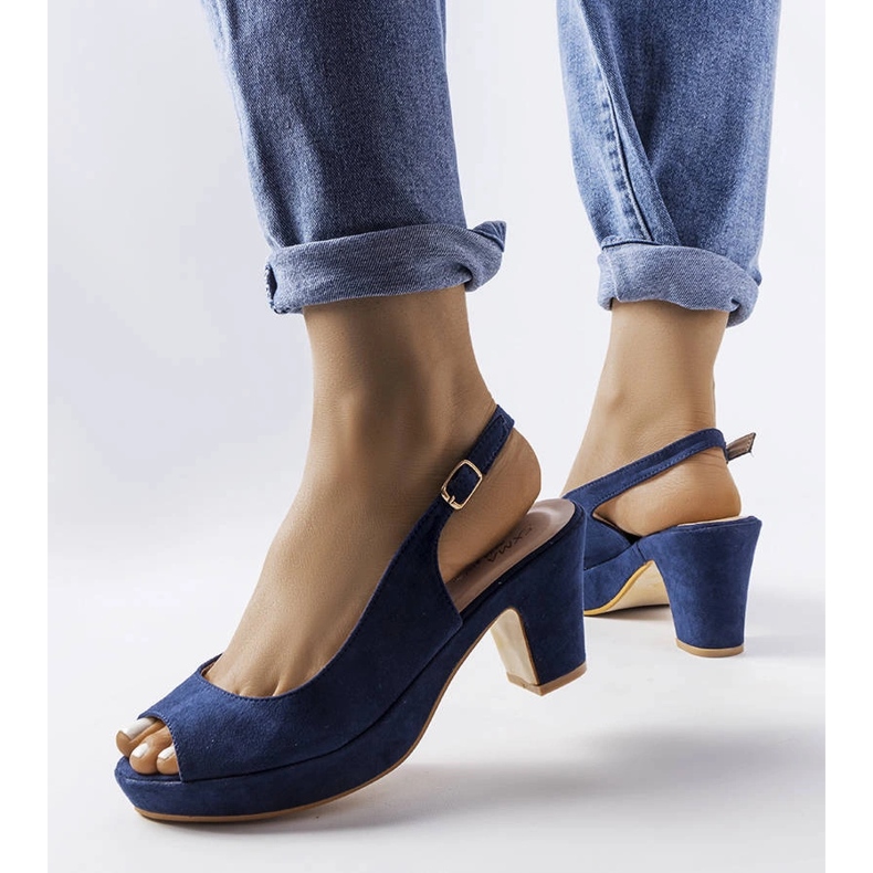 Navy blue block sandals from Dionne 1