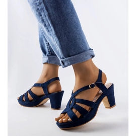 Navy blue block sandals from Monjeau 1