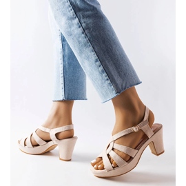 Beige block sandals from Monjeau 1