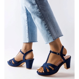 Inna Navy blue block sandals from Lagrange 1