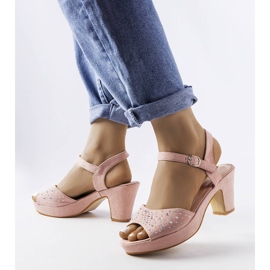 Pink Beltane block sandals 1