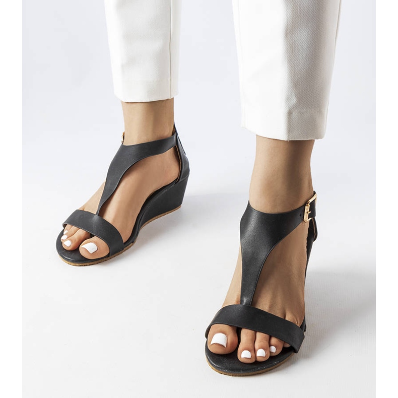Black wedge sandals from Durepos 1