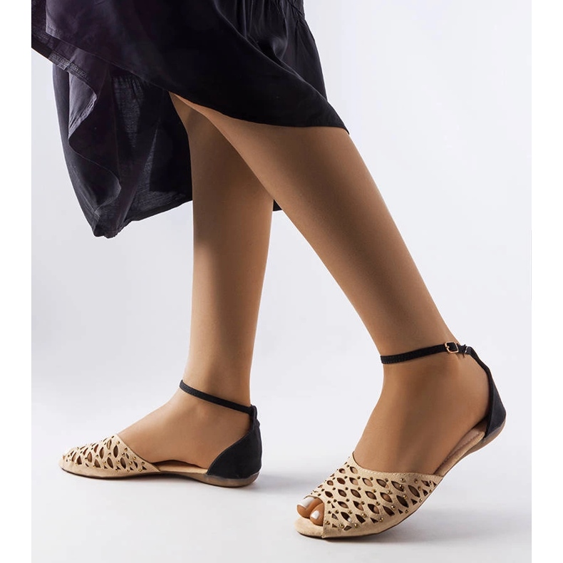 Beige openwork sandals with rhinestones from Avice 2 Beige openwork sandals with rhinestones from Avice 2