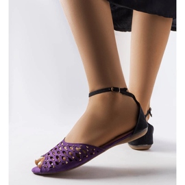 Purple openwork sandals with zircons from Avice 1