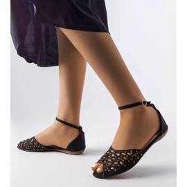 Black openwork sandals with rhinestones from Avice 1