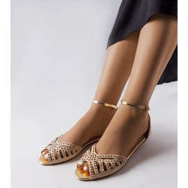 Beige openwork sandals with zircons from Aubrette 1
