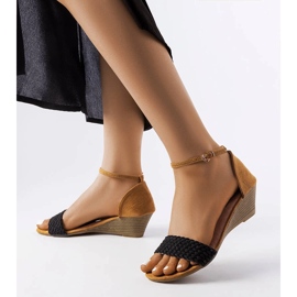 Veltri black wedge sandals 1