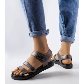 Gray metallic sandals from Lanham grey 1