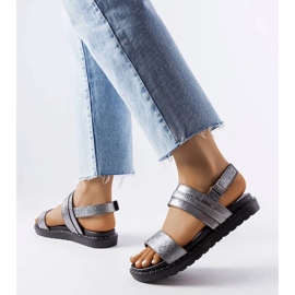 Gray shiny sandals from Felicienne grey 1
