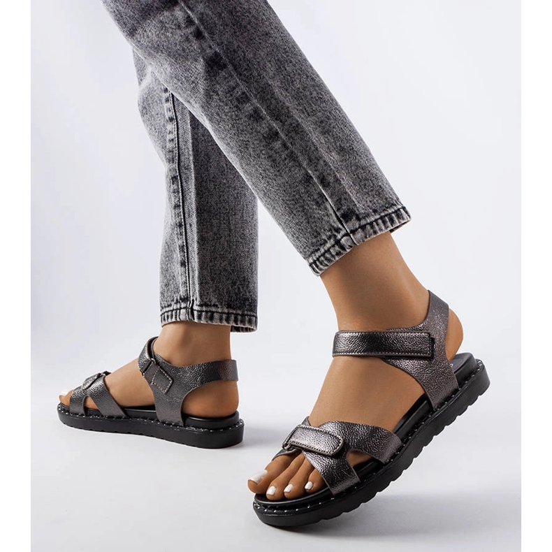 Gray glitter sandals from Bellefeuille grey 1