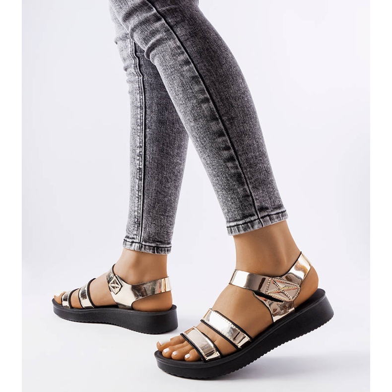 Gold lacquered Brices sandals golden 1