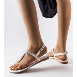 White sandals with cubic zirconias from Larocque 1