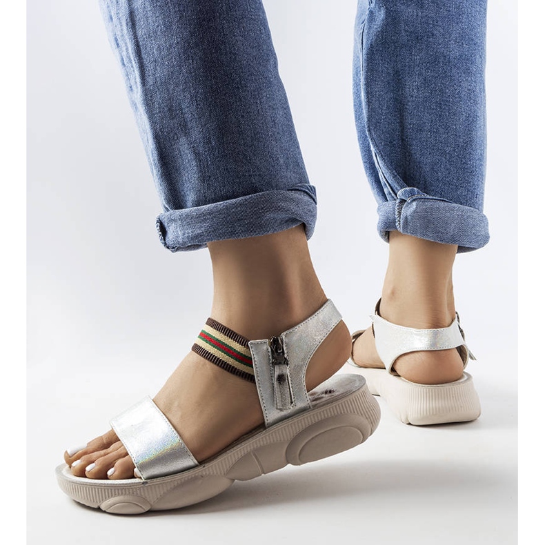 Silver metallic sports sandals from Parsip 1 Silver metallic sports sandals from Parsip 1