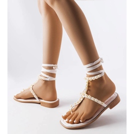 White sandals with Graystone pearls 1 White sandals with Graystone pearls 1