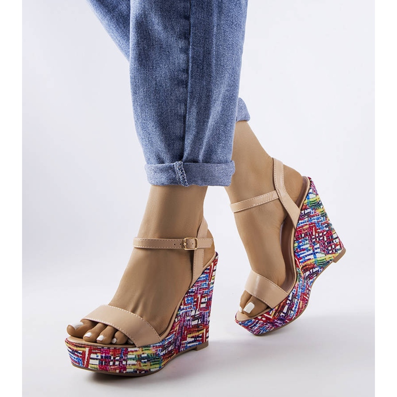 Beige embellished wedge sandals from Fairmont 1