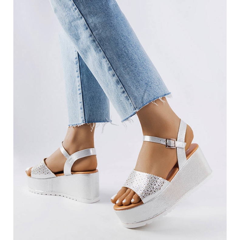 Silver openwork platform sandals from Stockton 1