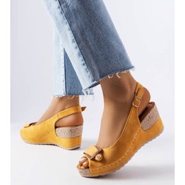 Yellow wedge sandals from Laetitia 1