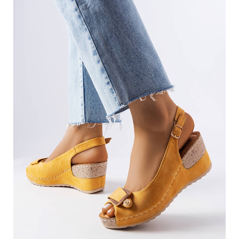 Yellow wedge sandals from Laetitia 1