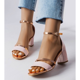 Rose and gold Tetradi block sandals pink 1