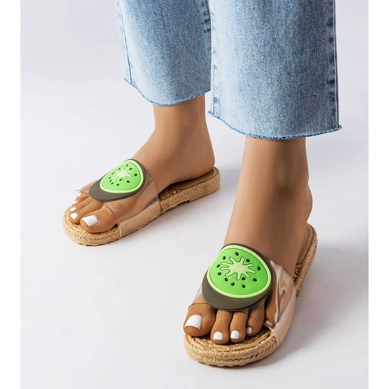 Transparent slippers with Foddie decoration beige 1 Transparent slippers with Foddie decoration beige 1