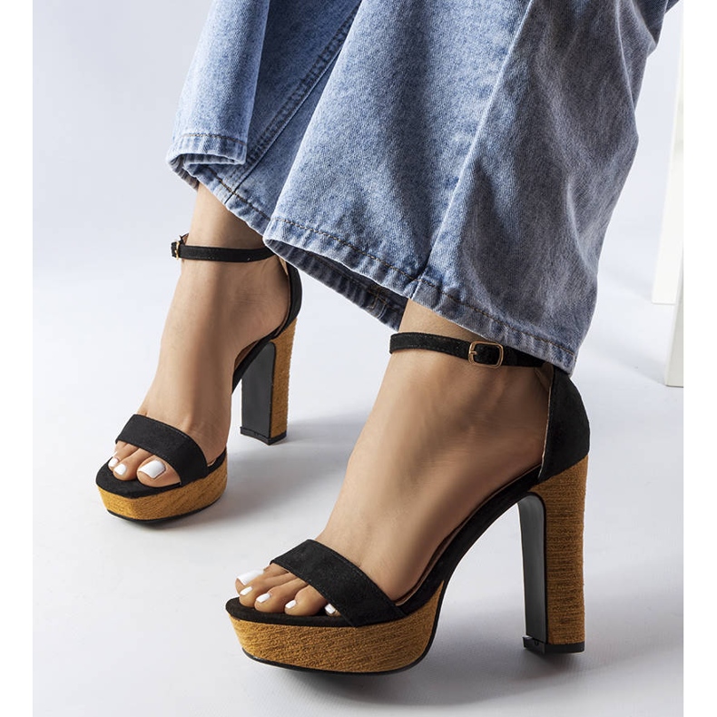 Inna Black high heel sandals from Selsa 2