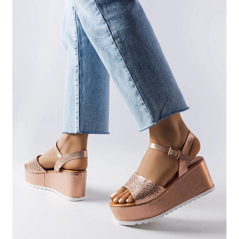 Pink openwork platform sandals from Stockton 1