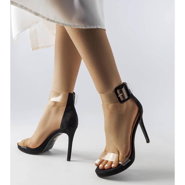 Inna Black elegant heeled sandals from Romey 1