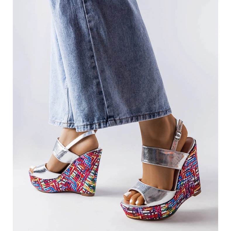 Silver embellished wedge sandals from Westtide 1 Silver embellished wedge sandals from Westtide 1