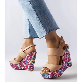 Beige embellished wedge sandals from Westtide 1