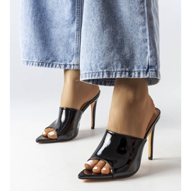 Black patent leather sandals from Wasima 1