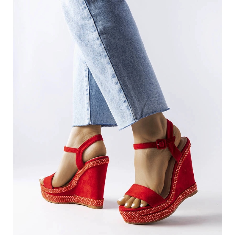 Red wedge sandals from Inala 1