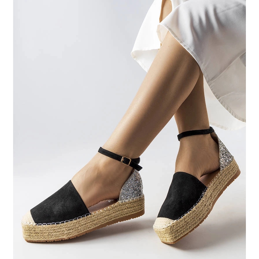 Black espadrilles with glitter insert from Myasia KeeShoes