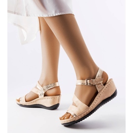 Beige wedge sandals from Durepos 1