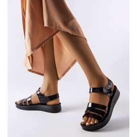 Black lacquered wedge sandals from Covillon 2