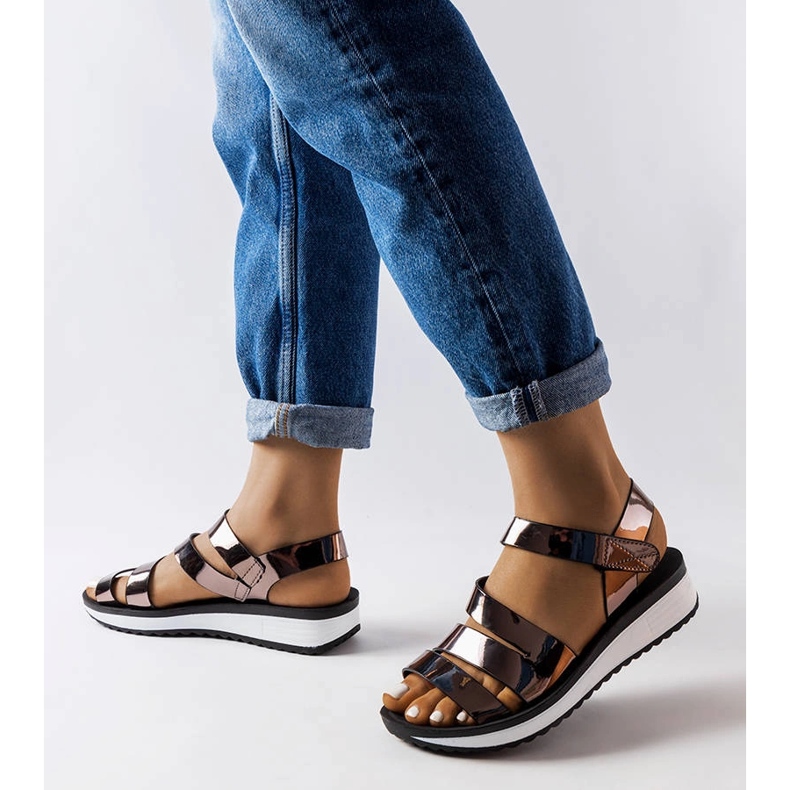 Inna Gray patent leather sandals from Dizi grey 1