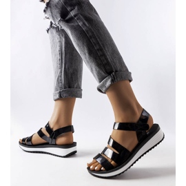 Black lacquered platform sandals 1