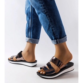 Silver lacquered Tilde slippers brown 1