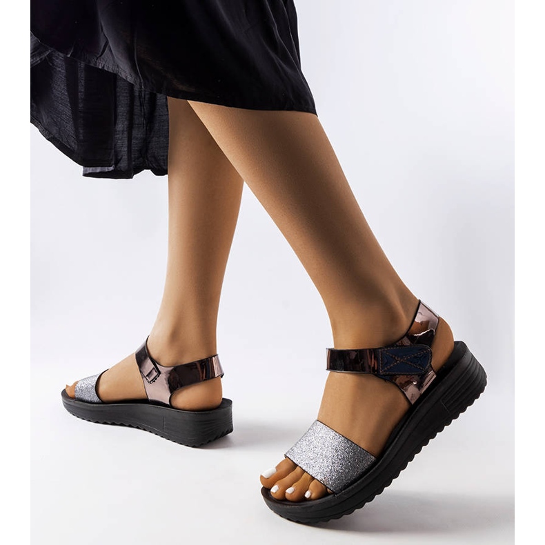 Gray Blask wedge sandals black 1