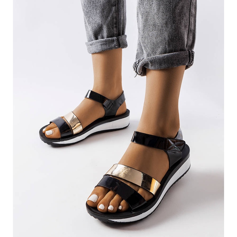 Inna Mila black patent sandals 1