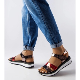 Inna Mila women's patent leather sandals grey 1