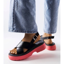 Black sandals on a pink platform from Rozana 2