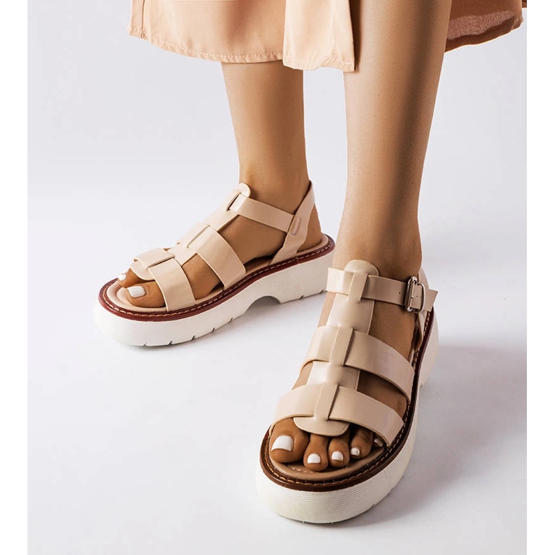 Beige platform sandals from Loli 1
