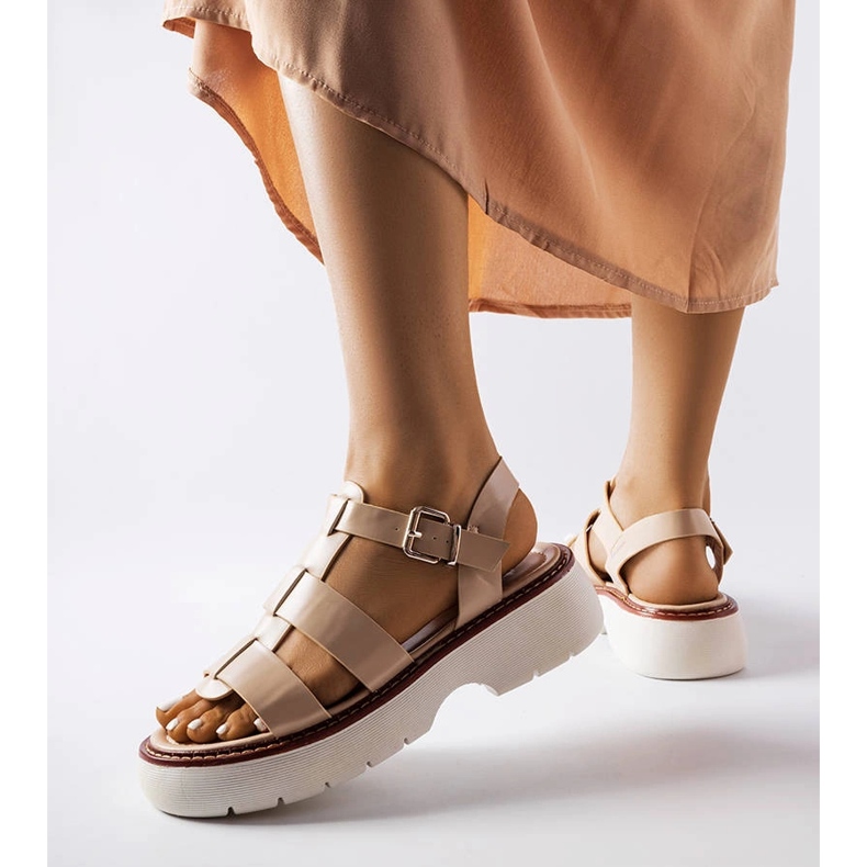 Beige platform sandals from Loli 2