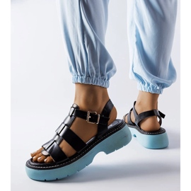 Black sandals on a blue platform from Lola 2