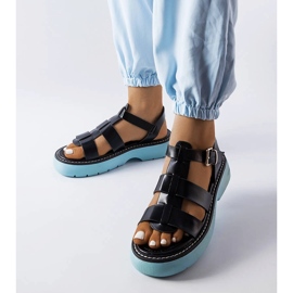 Black sandals on a blue platform from Lola 1