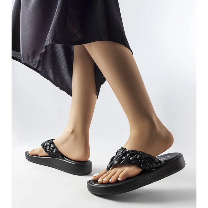 Inna Black woven Zula flip flops 2