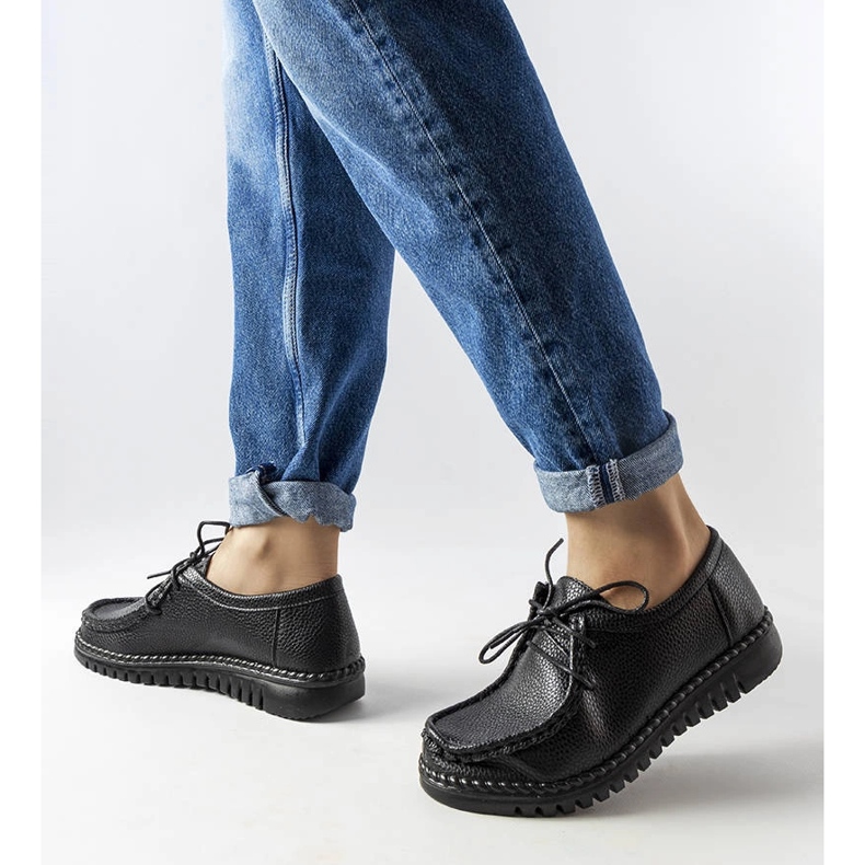 Inna Black lace-up loafers from Tuva 1